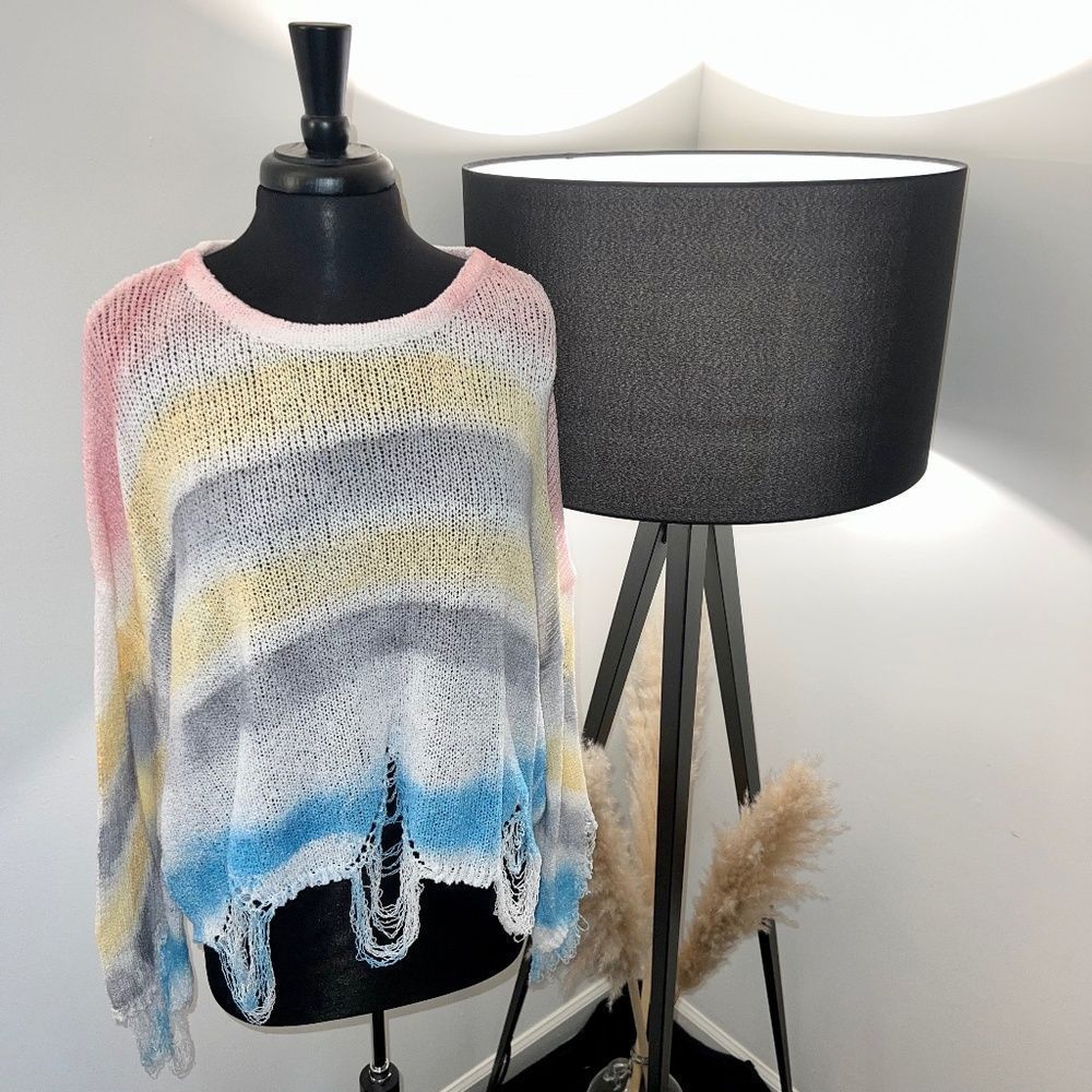 POL Sherbert Rainbow Rugged Lightweight Sweater